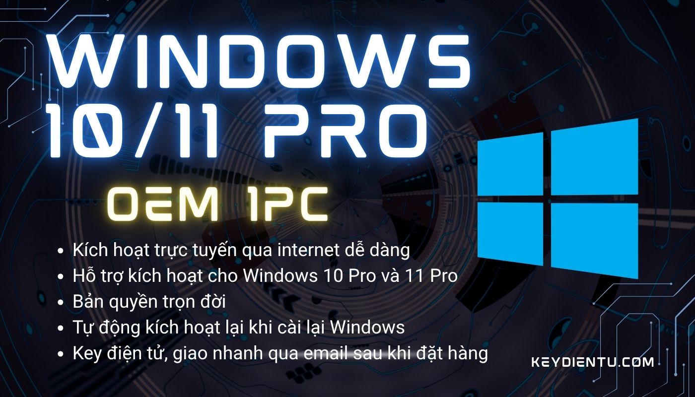 Bản quyền Windows 10, 11 Pro (Bản OEM, kích hoạt trực tuyến)
