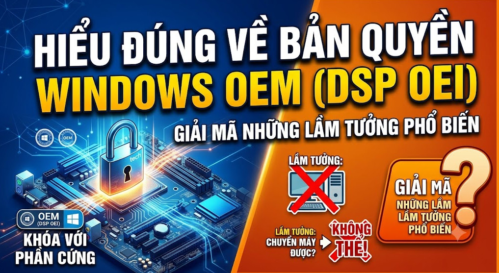 Hiểu Đúng Về Bản Quyền Windows OEM (DSP OEI): Giải Mã Những Lầm Tưởng Phổ Biến